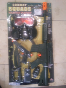 Military Combat Squad, Mask, 2 Guns, granade, knife